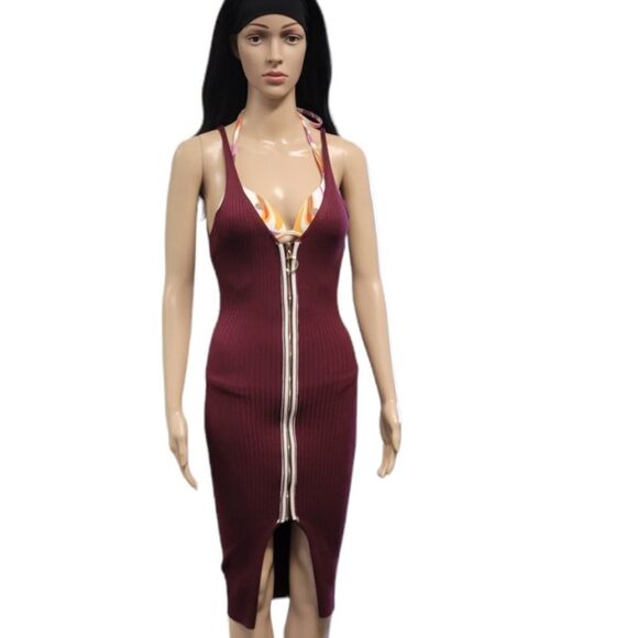 Form Fitting Midi Full Zip Dress - Picture 5 of 8